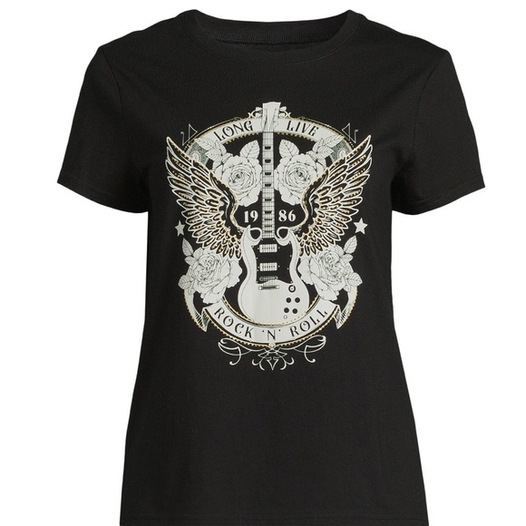 Women’s Rock and Roll Graphic Tee with Short Sleeves - Picture 1 of 9